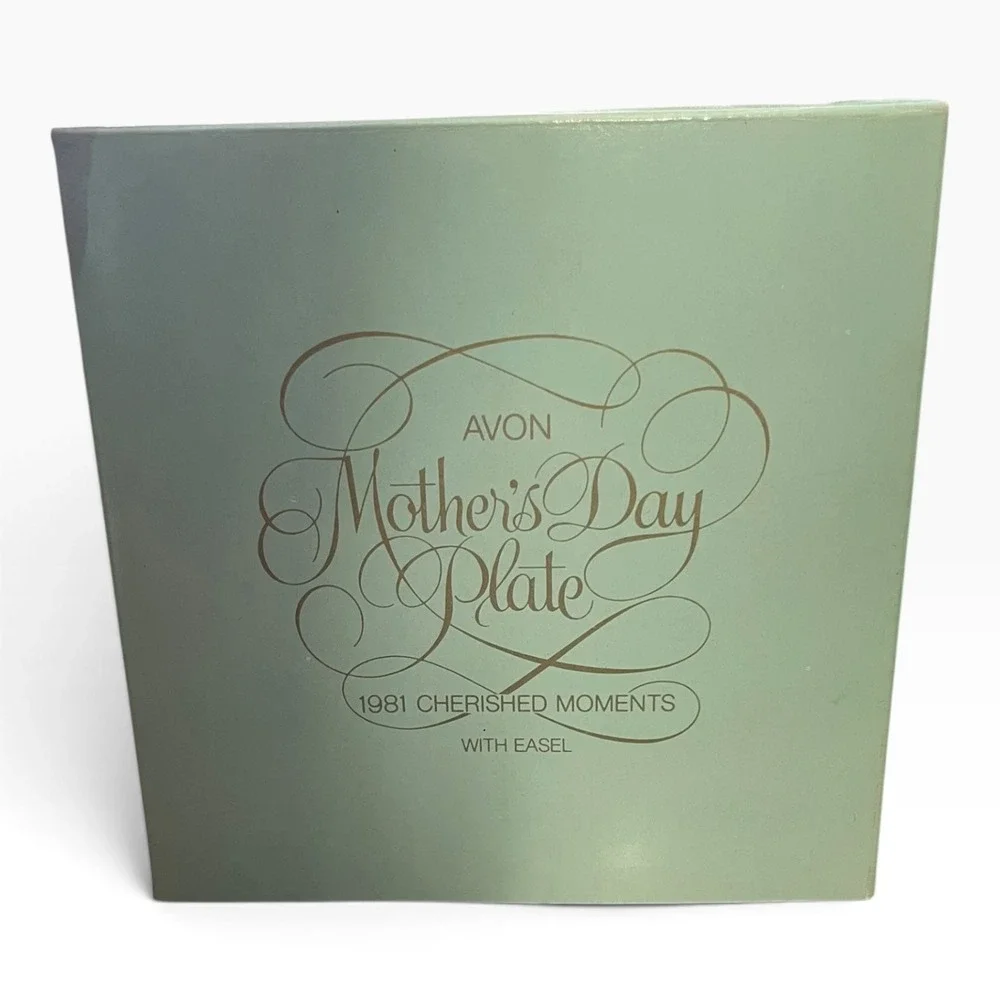 Avon 1981 Mother's Day Plate Cherished Moments With Easel Collector Plate Vtg